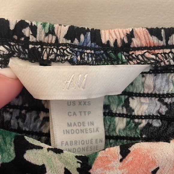 H&M Floral Puff Sleeve Top XXS - Picture 4 of 7